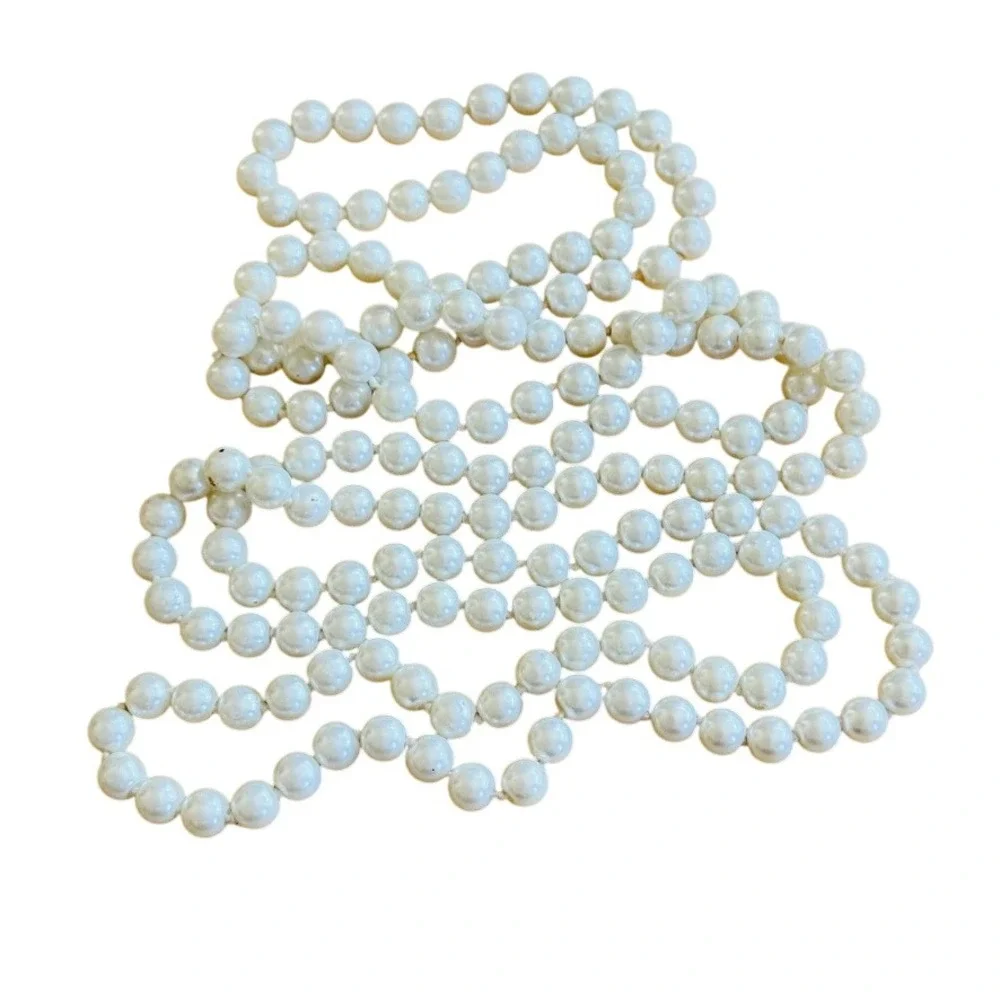 VTG Regal Pearl Necklace Statement Faux Glass Knotted Opera Flapper Long‎ 59